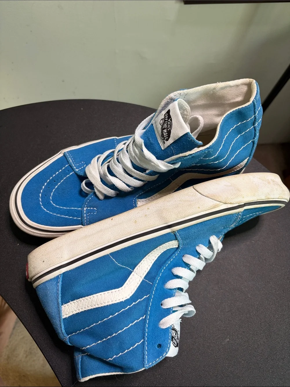 Vans High-Top Sneakers in Bright Blue Suede with White Accents